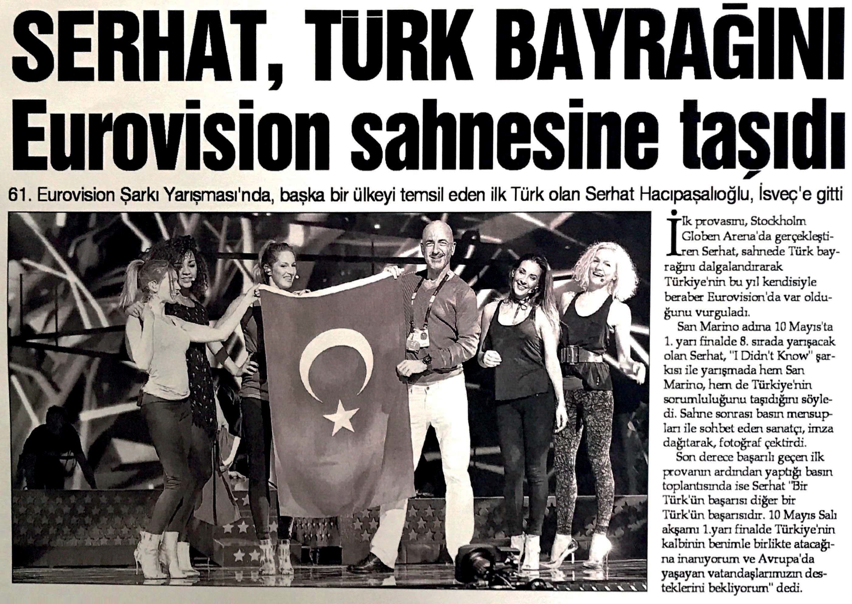Serhat, Türk bayrağını Eurovision sahnesine taşıdı - 05.05.2016 - İstanbul Gazetesi