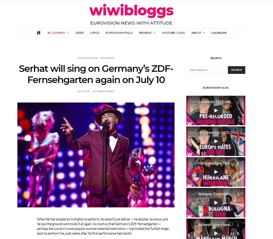 Serhat Will Sing Germanys ZDF Fernsehgarten July 10 - 03.06.2016 - www.wiwibloggs.com