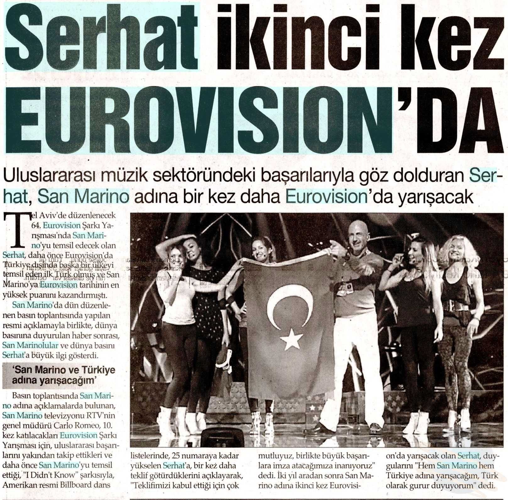Serhat ikinci kez Eurovision'da - 23.01.2019 - İstanbul Gazetesi