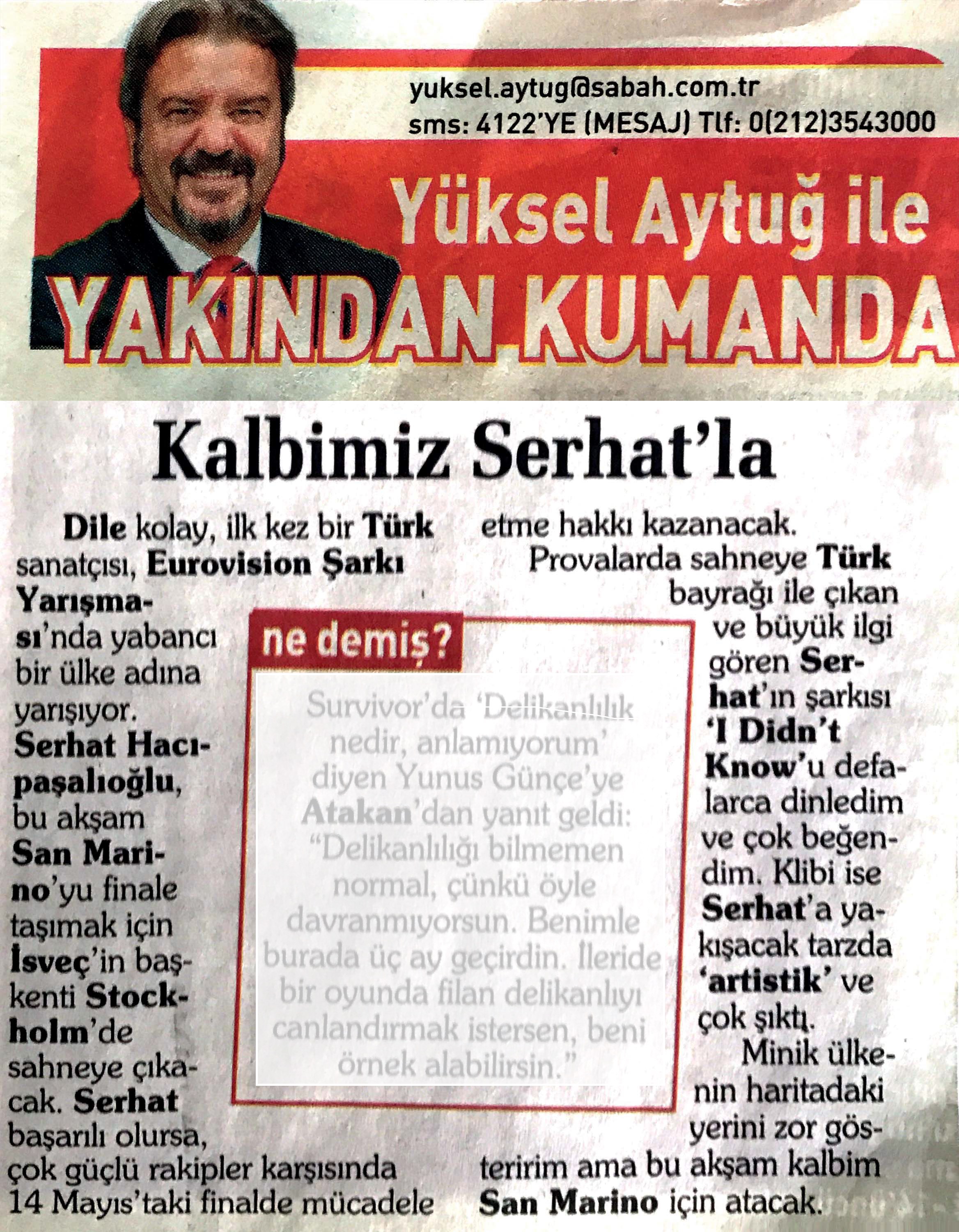Kalbimiz Serhat'la - 10.05.2016 - Sabah Gazetesi